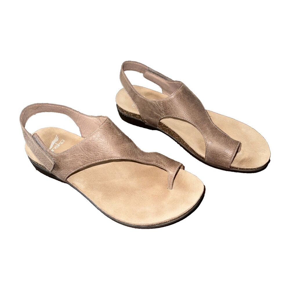 Dansko Reece Sandals Taupe Leather Slingback Comfort Hook Loop EU39 US8.5